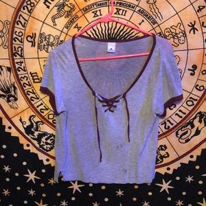 Cute grey and burgundy crop top